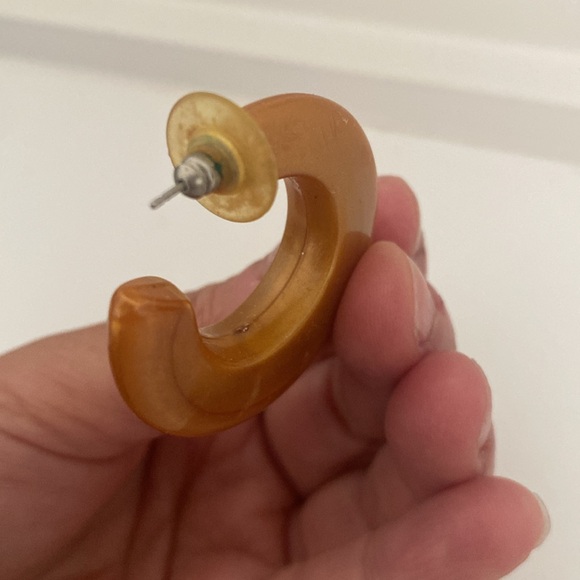 Vintage Acrylic Pierced Thick Hoop Earrings - Picture 4 of 5